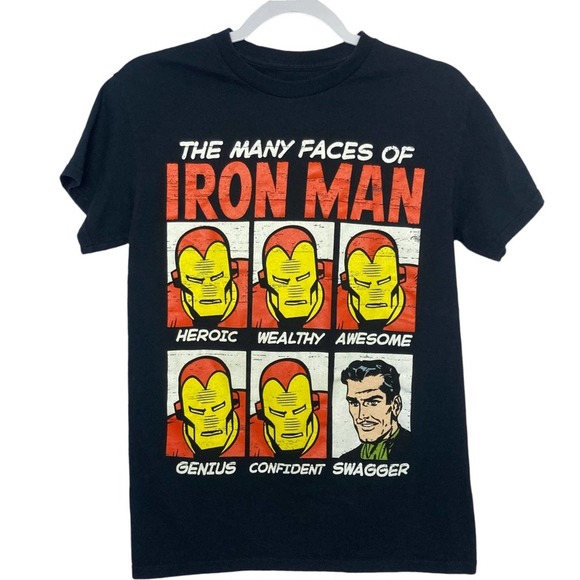 Many Faces of Iron Man Marvel Licensed T-Shirt - Picture 1 of 4
